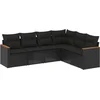 Image de vidaXL - 6-delige - Loungeset - met - kussens - poly - rattan - zwart