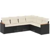 Image de vidaXL - 6-delige - Loungeset - met - kussens - poly - rattan - zwart