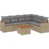 Image de vidaXL - 7-delige - Loungeset - met - kussens - poly - rattan - beige