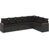 Image de vidaXL - 7-delige - Loungeset - met - kussens - poly - rattan - zwart