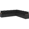 Image de vidaXL - 9-delige - Loungeset - met - kussens - poly - rattan - zwart