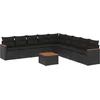 Image de vidaXL - 10-delige - Loungeset - met - kussens - poly - rattan - zwart