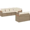 Image de vidaXL - 7-delige - Loungeset - met - kussens - poly - rattan - beige