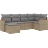 Image de vidaXL - 6-delige - Loungeset - met - kussens - poly - rattan - beige