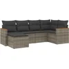 Image de vidaXL - 6-delige - Loungeset - met - kussens - poly - rattan - grijs