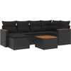 Image de vidaXL - 7-delige - Loungeset - met - kussens - poly - rattan - zwart