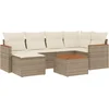 Image de vidaXL - 7-delige - Loungeset - met - kussens - poly - rattan - beige