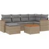 Image de vidaXL - 7-delige - Loungeset - met - kussens - poly - rattan - beige