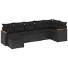 Image de vidaXL - 7-delige - Loungeset - met - kussens - poly - rattan - zwart