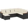 Image de vidaXL - 7-delige - Loungeset - met - kussens - poly - rattan - zwart