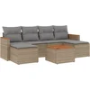 Image de vidaXL - 7-delige - Loungeset - met - kussens - poly - rattan - beige