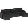 Image de vidaXL - 7-delige - Loungeset - met - kussens - poly - rattan - zwart