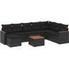 Image de vidaXL - 9-delige - Loungeset - met - kussens - poly - rattan - zwart