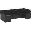 Image de vidaXL - 7-delige - Loungeset - met - kussens - poly - rattan - zwart