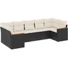 Image de vidaXL - 7-delige - Loungeset - met - kussens - poly - rattan - zwart