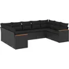 Image de vidaXL - 9-delige - Loungeset - met - kussens - poly - rattan - zwart