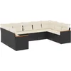 Image de vidaXL - 9-delige - Loungeset - met - kussens - poly - rattan - zwart