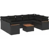 Image de vidaXL - 10-delige - Loungeset - met - kussens - poly - rattan - zwart