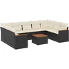 Image de vidaXL - 10-delige - Loungeset - met - kussens - poly - rattan - zwart