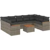 Image de vidaXL - 10-delige - Loungeset - met - kussens - poly - rattan - grijs