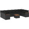 Image de vidaXL - 11-delige - Loungeset - met - kussens - poly - rattan - zwart