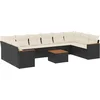 Image de vidaXL - 11-delige - Loungeset - met - kussens - poly - rattan - zwart