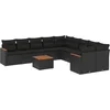 Image de vidaXL - 11-delige - Loungeset - met - kussens - poly - rattan - zwart