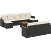 Image de vidaXL - 11-delige - Loungeset - met - kussens - poly - rattan - zwart
