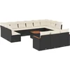 Image de vidaXL - 14-delige - Loungeset - met - kussens - poly - rattan - zwart