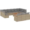 Image de vidaXL - 14-delige - Loungeset - met - kussens - poly - rattan - beige