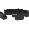 Image de vidaXL - 14-delige - Loungeset - met - kussens - poly - rattan - zwart
