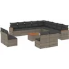 Image de vidaXL - 14-delige - Loungeset - met - kussens - poly - rattan - grijs