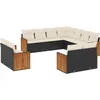 Image de vidaXL - 11-delige - Loungeset - met - kussens - poly - rattan - zwart