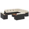 Image de vidaXL - 14-delige - Loungeset - met - kussens - poly - rattan - zwart
