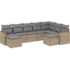Image de vidaXL - 9-delige - Loungeset - met - kussens - poly - rattan - beige