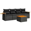 Image de vidaXL - 5-delige - Loungeset - met - kussens - poly - rattan - zwart