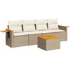 Image de vidaXL - 5-delige - Loungeset - met - kussens - poly - rattan - beige