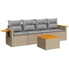 Image de vidaXL - 5-delige - Loungeset - met - kussens - poly - rattan - beige