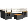 Image de vidaXL - 7-delige - Loungeset - met - kussens - poly - rattan - zwart