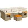 Image de vidaXL - 7-delige - Loungeset - met - kussens - poly - rattan - beige