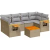 Image de vidaXL - 7-delige - Loungeset - met - kussens - poly - rattan - beige