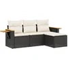 Image de vidaXL - 4-delige - Loungeset - met - kussens - poly - rattan - zwart