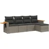 Image de vidaXL - 5-delige - Loungeset - met - kussens - poly - rattan - grijs