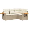 Image de vidaXL - 4-delige - Loungeset - met - kussens - poly - rattan - beige