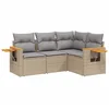 Image de vidaXL - 4-delige - Loungeset - met - kussens - poly - rattan - beige