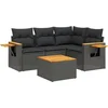 Image de vidaXL - 5-delige - Loungeset - met - kussens - poly - rattan - zwart