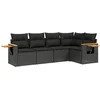 Image de vidaXL - 5-delige - Loungeset - met - kussens - poly - rattan - zwart