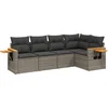 Image de vidaXL - 5-delige - Loungeset - met - kussens - poly - rattan - grijs