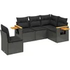 Image de vidaXL - 5-delige - Loungeset - met - kussens - poly - rattan - zwart