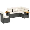 Image de vidaXL - 5-delige - Loungeset - met - kussens - poly - rattan - zwart